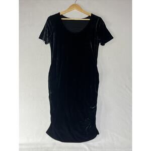 Gap Maternity Velvet Bodycon Dress Small Black Scoop Neck Ruched Party Classic